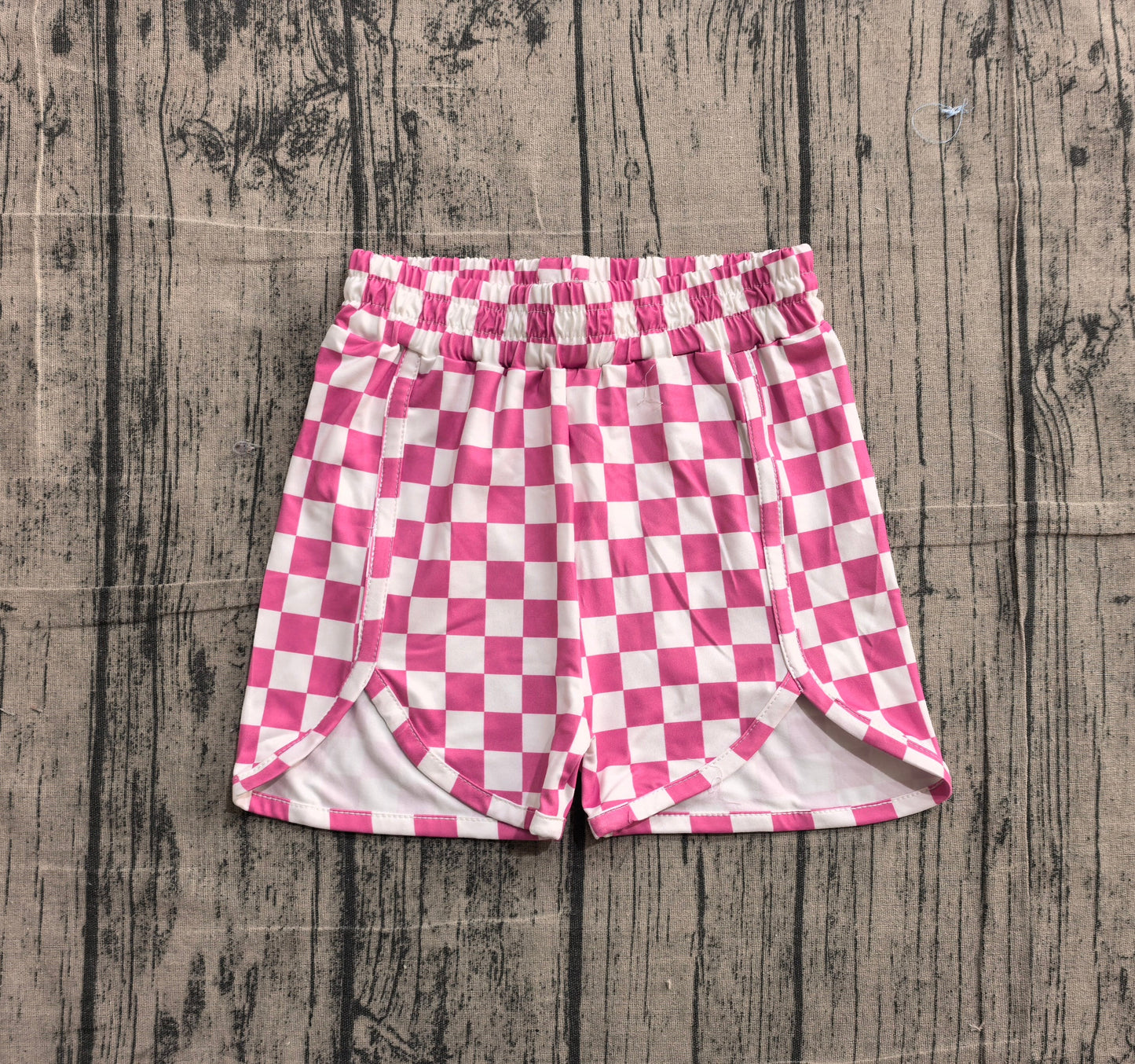 Preorder Baby Girls Kids Pink Checkered Shorts Bottoms Summer Clothes