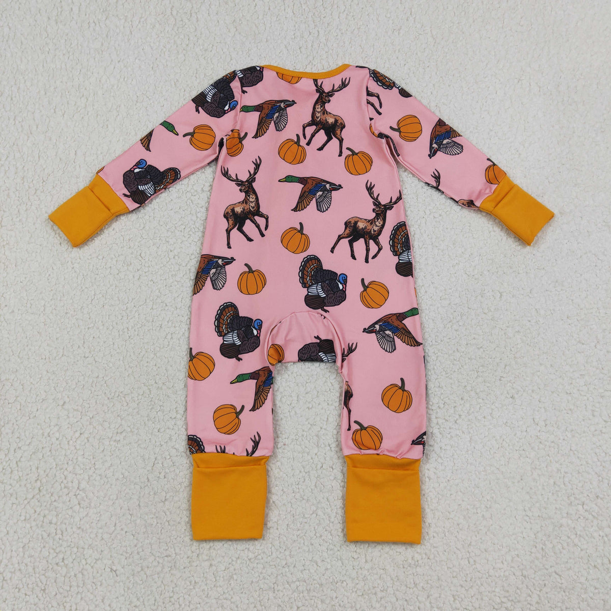 Baby Girls Infant Ducks Deer Pumpkins Fall Zipper Footie Sleeper Romper Clothes