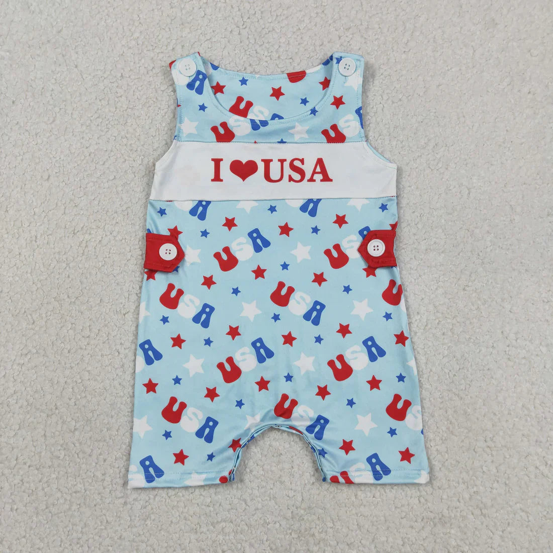 Sibling Baby Boy Girls Kids I Love USA 4th of July Dress Romper Clothes
