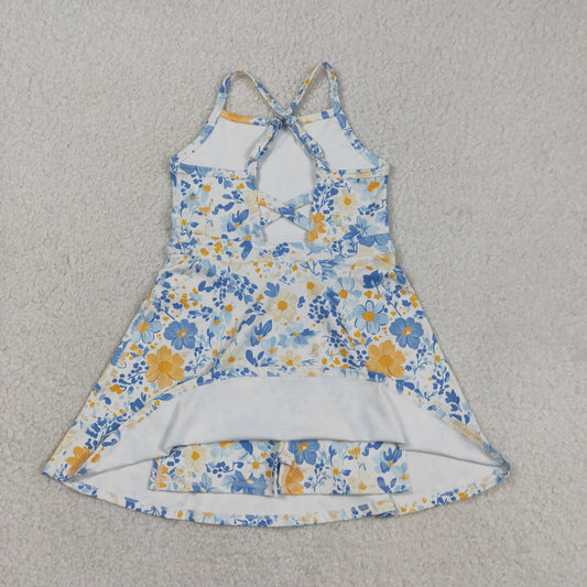RTS Baby Girls Kids Sleeveless Flower Yoga Active Shorts Dress