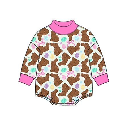 Moq 5 Preorder Baby Girls Infant Rabbits Bows Eggs Easter Bubble Romper Clothes