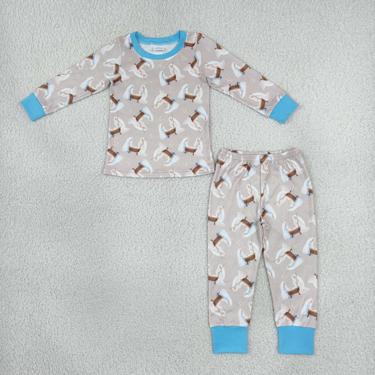 Baby Boys Kids Long Sleeves Nativity Shirt Pants Set Pajamas Christmas Clothes