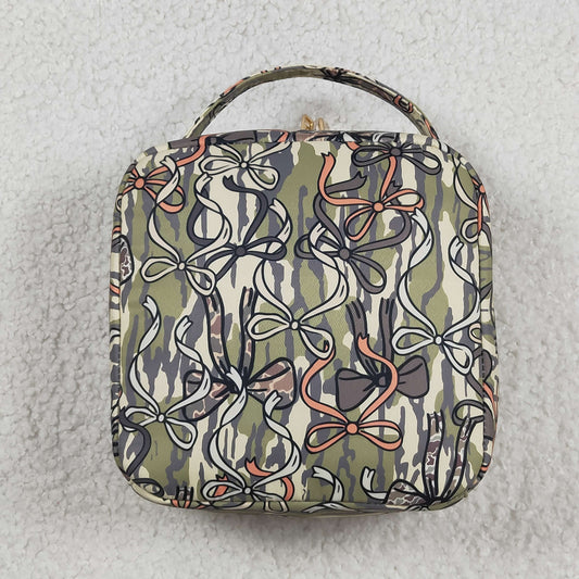 Baby Girls Kids Camo Bows Print Lunch Box Picnic Thermal Bag