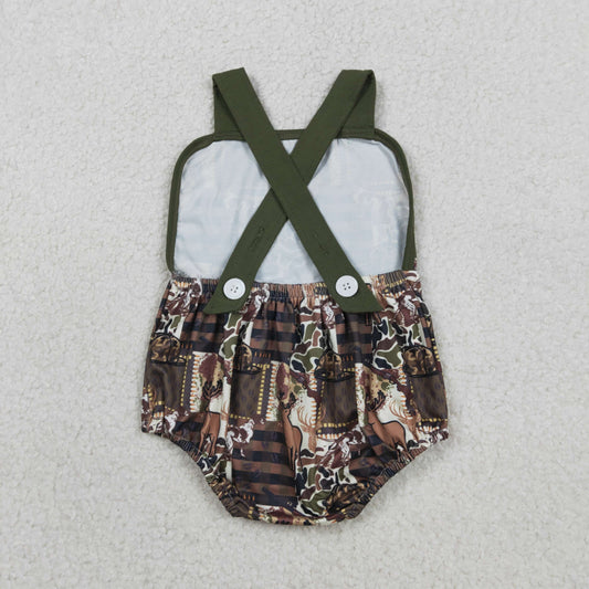 RTS Baby Boys Infant Sleeveless Hunting Deer Hats Camo Bubble Romper