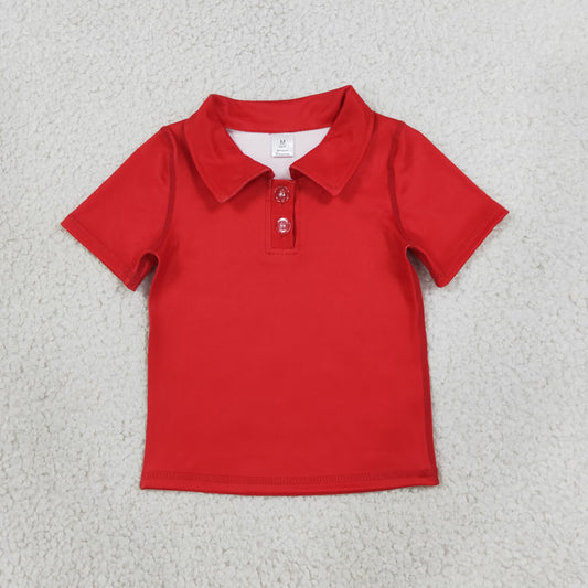 Baby Girls Kids Short Sleeves Red Buttons Yoga Active Shirt Tops