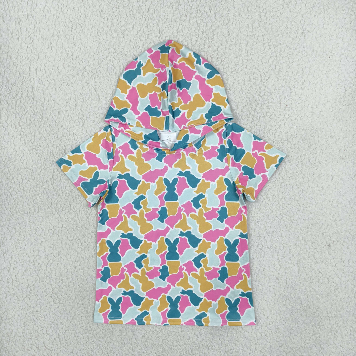 Baby Girls Toddler Short Sleeves Rabbits Hoodie Easter Shirt Tops Camo Clothes RTS