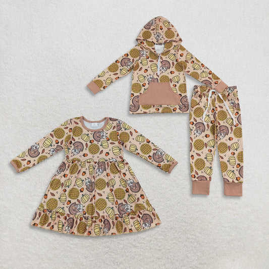 Sibling Baby Boys Kids Long Sleeves turkey Pumpkins Fall Set Dress Clothes