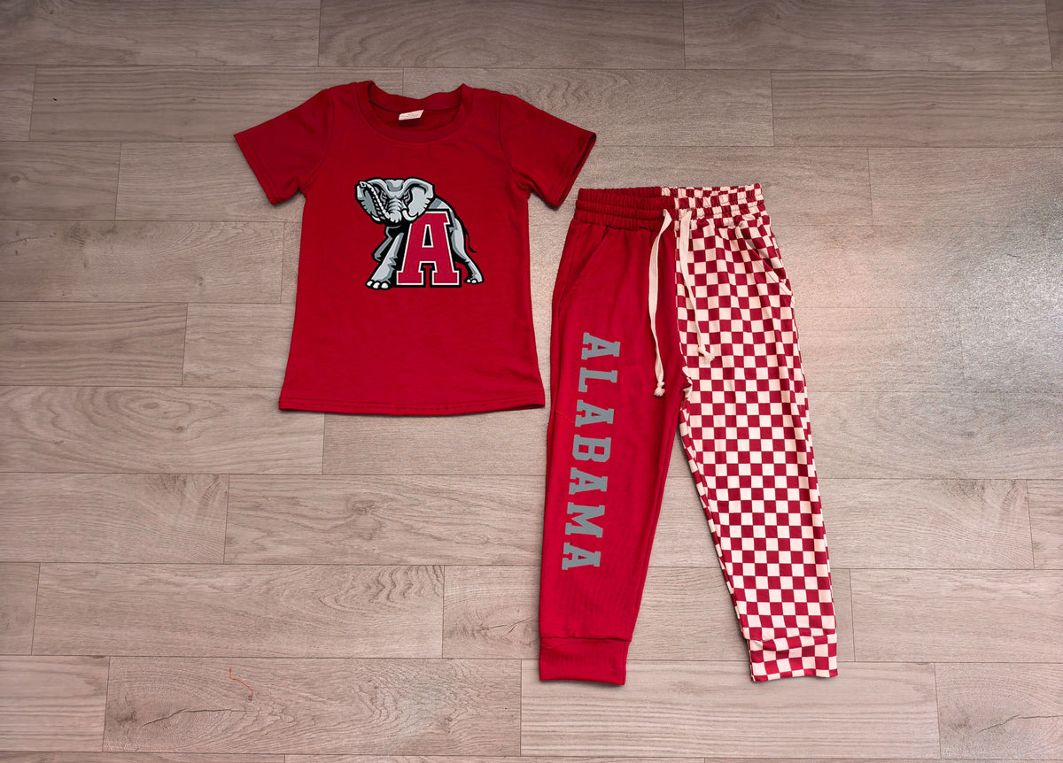 No moq Preorder Baby Boys Kids Short Sleeves Elephant Shirt Checked Pockets Pants Team Set Clothes