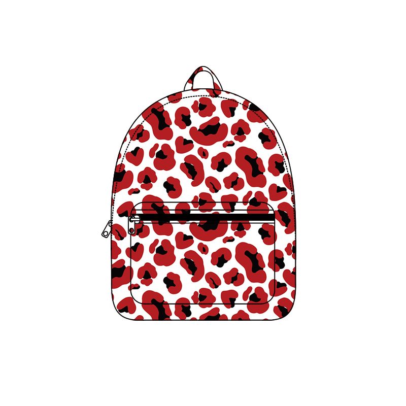 Moq 5 Preorder Baby Toddler Kids Red Black Leopard Zipper Backpack Team Bag