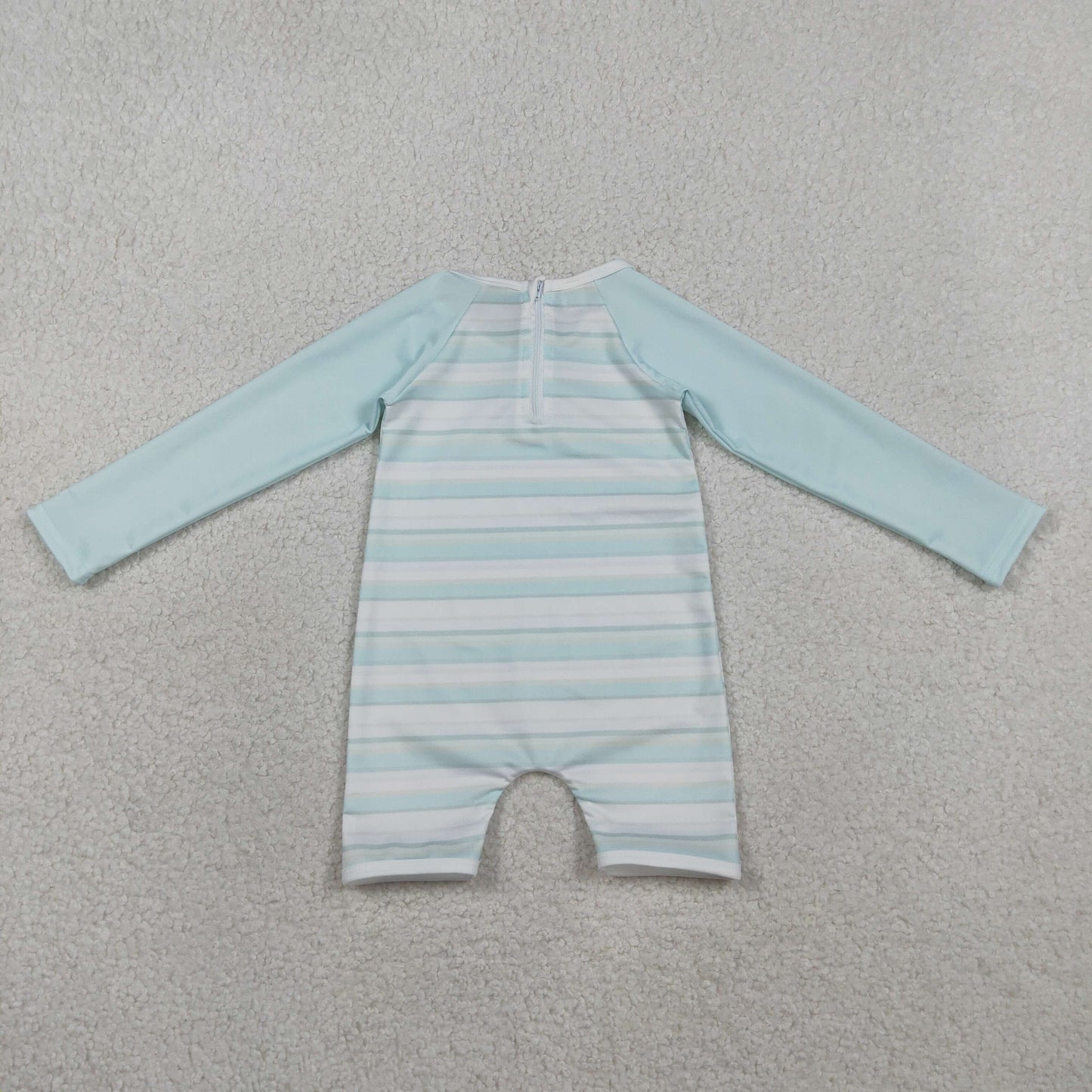 RTS Baby Boys Kids Long Sleeves Stripes Zipper One-piece Swimsuit