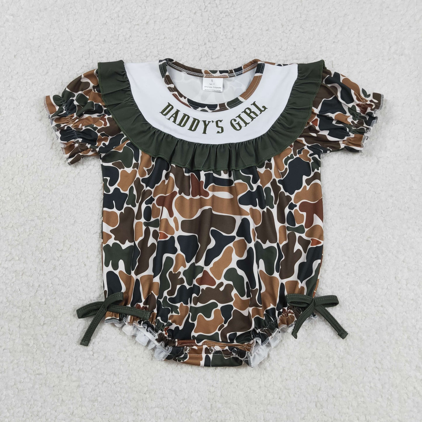 Sibling Baby Girls Kids Short Sleeves Embroidery Daddy's Girl Bubble Rompers Clothes
