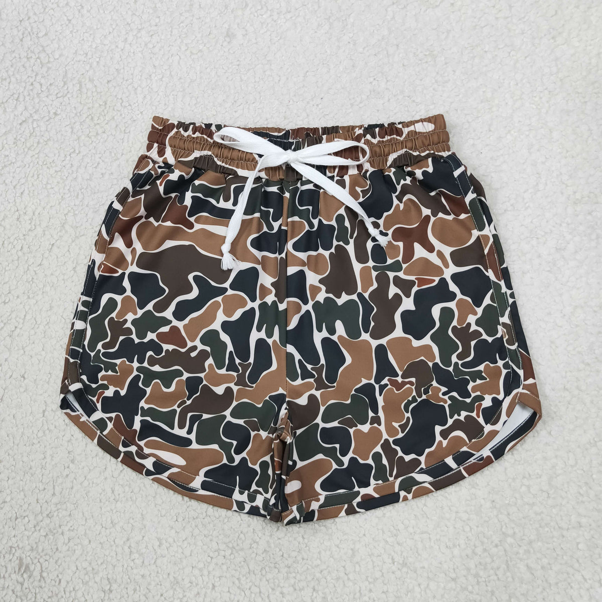 Adult Women Brown Camo Yoga Active Pockets Shorts Bottom Clothes