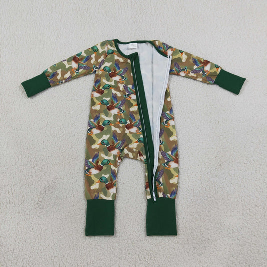 USA Shop Baby Boys Infant Long Sleeves Ducks Camo Green Zipper Footie Sleeper Romper Clothes
