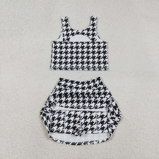 Baby Girls Kids Sleeveless Shirt Shorts Skirt Skort Yoga Active Clothes Black Set