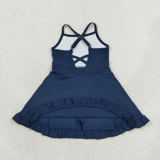Baby Girls Kids Navy Swim Dress One-piece Swimsuit Bathing Suit Clothes