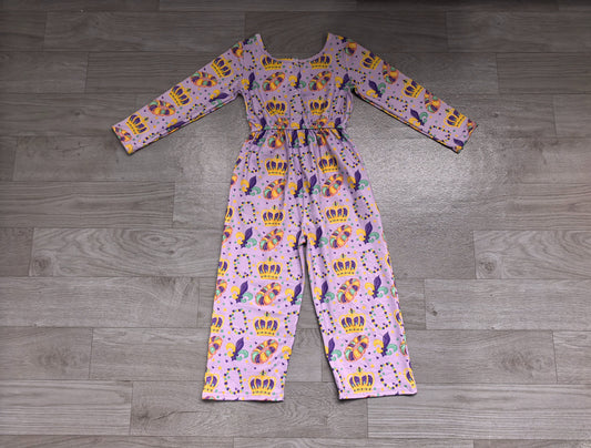 No moq Preorder Baby Girls Kids Long Sleeves Flower Donuts Pants Mardi Gras Jumpsuit Clothes