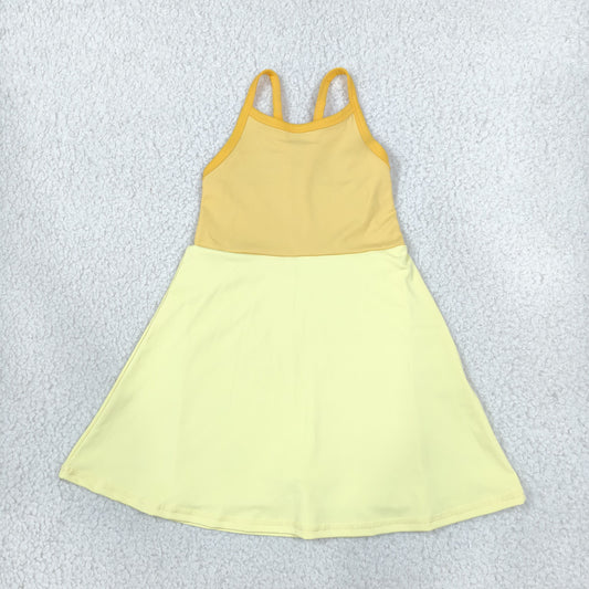 Baby Girls Kids Sleeveless Princess Yoga Active Shorts Knee Length Dress