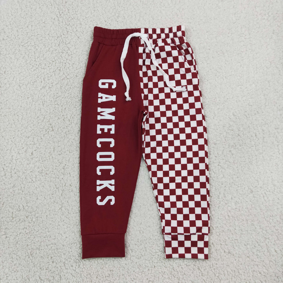 Baby Boys Kids Red Checked Pockets Pants Bottoms Team Clothes