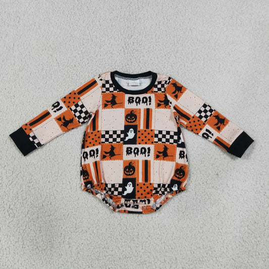 Sibling Baby Boys Kids Halloween Pumpkins Ghosts Plaid Romper Hoodie Set Clothes