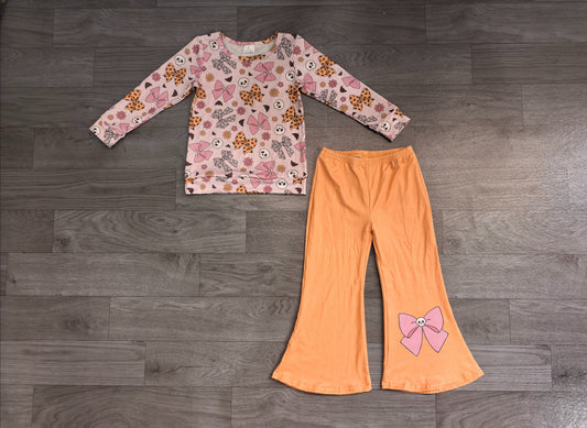 Baby Girls Kids Long Sleeves Bows Shirt Bell Pants Halloween Set Clothes