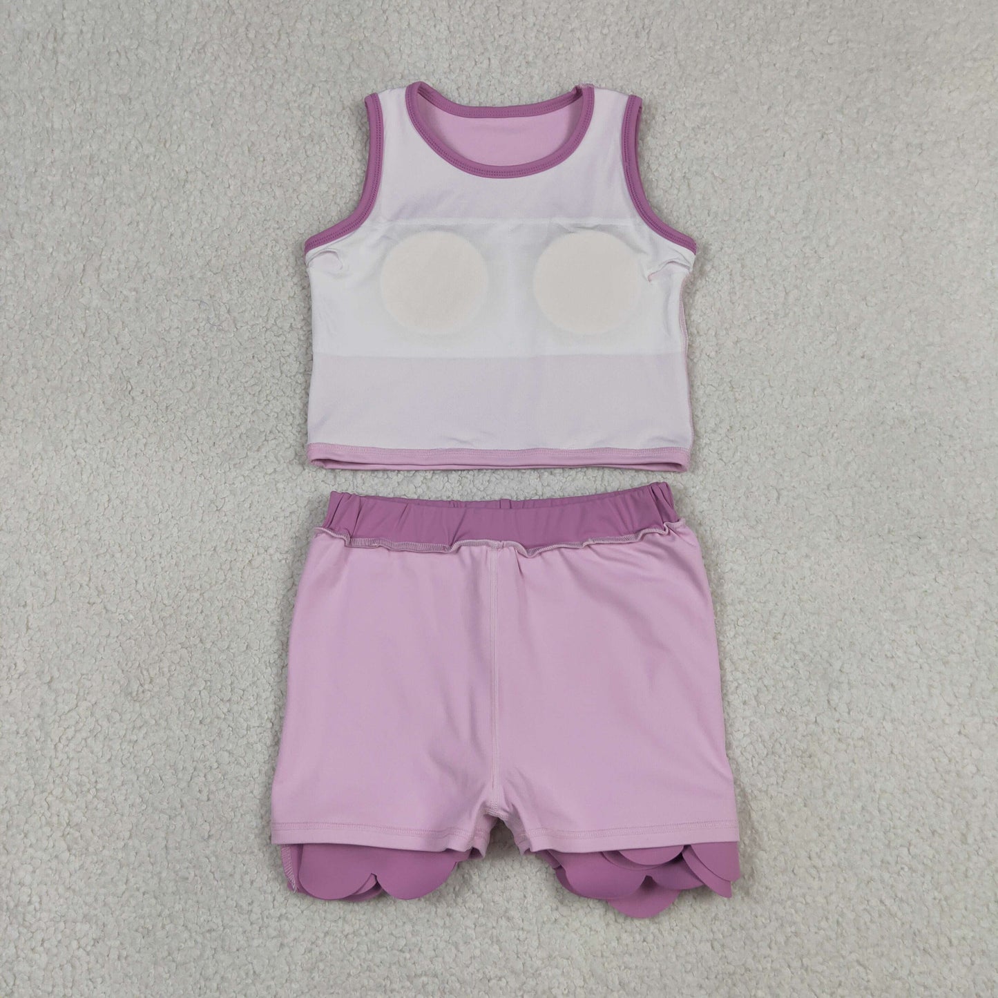 Baby Girls Kids Sleeveless Shirt Scallop Skirt Shorts Yoga Active Set Clothes