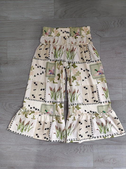 Baby Girls Kids Ducks Green Camo Ruffle Pants Bottoms Clothes