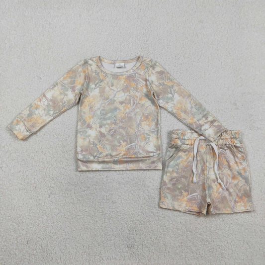 RTS Sibling Baby Girls Long Sleeves Camo Print Shirts Shorts Summer Clothes Sets
