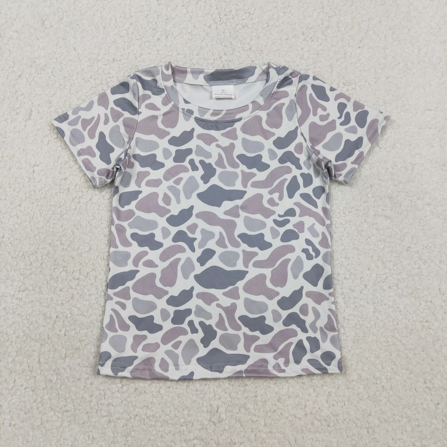 RTS Baby Boys Kids Short Sleeves Southern Grey Camo Shirt Tops