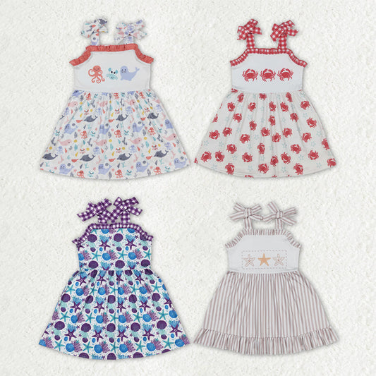 Sibling Baby Girls Kids Straps Knee Length Dresses Summer Clothes