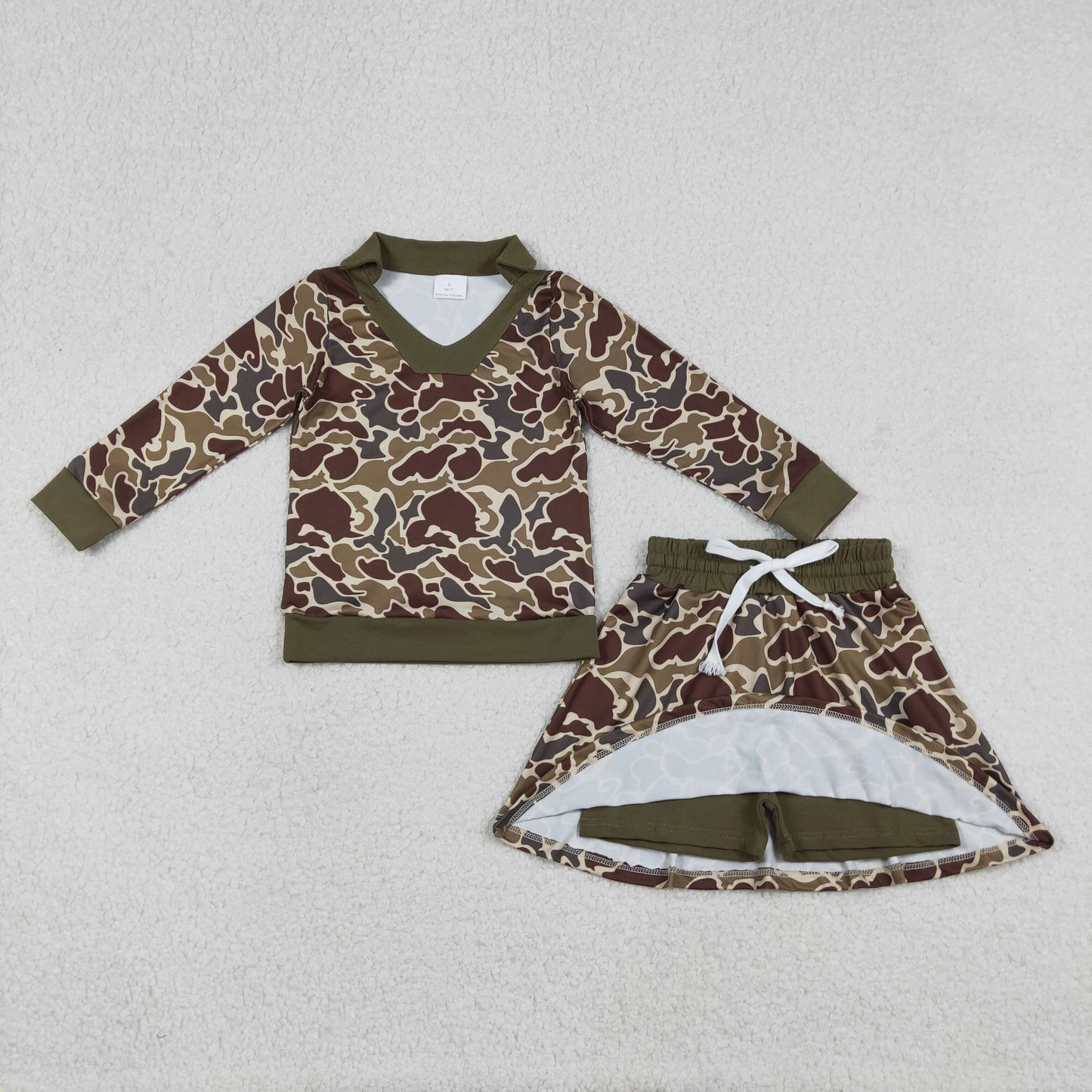 Baby Girls Long Sleeves Camo Shirt Skirt Shorts Hunting Clothes Set