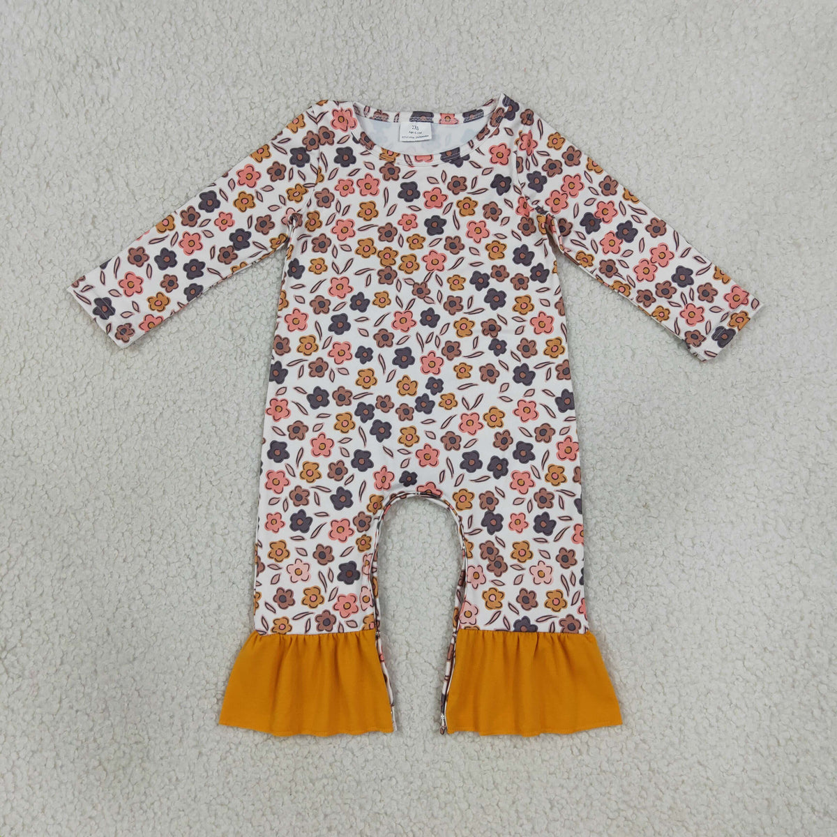 Baby Girls Infant Long Sleeves Flower Ruffle Romper