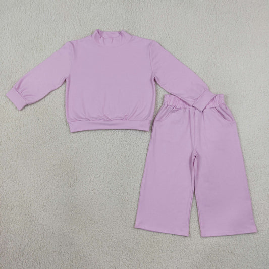 Baby Girl Kids Long Sleeves Purple Shirt Pockets Pants Set Pajamas Clothes