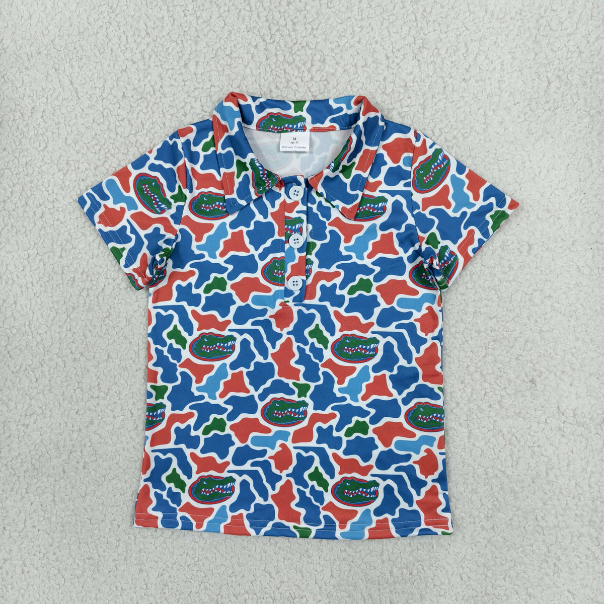 Baby Boys Kids Short Sleeves Blure Orange Camo Print Team Buttons Shirt Tops