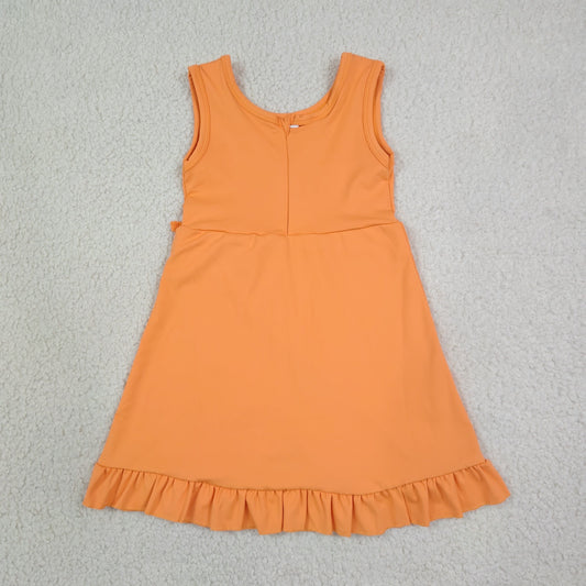 Baby Girls Kids Sleeveless Orange Scallop Yoga Active Knee Length Dress