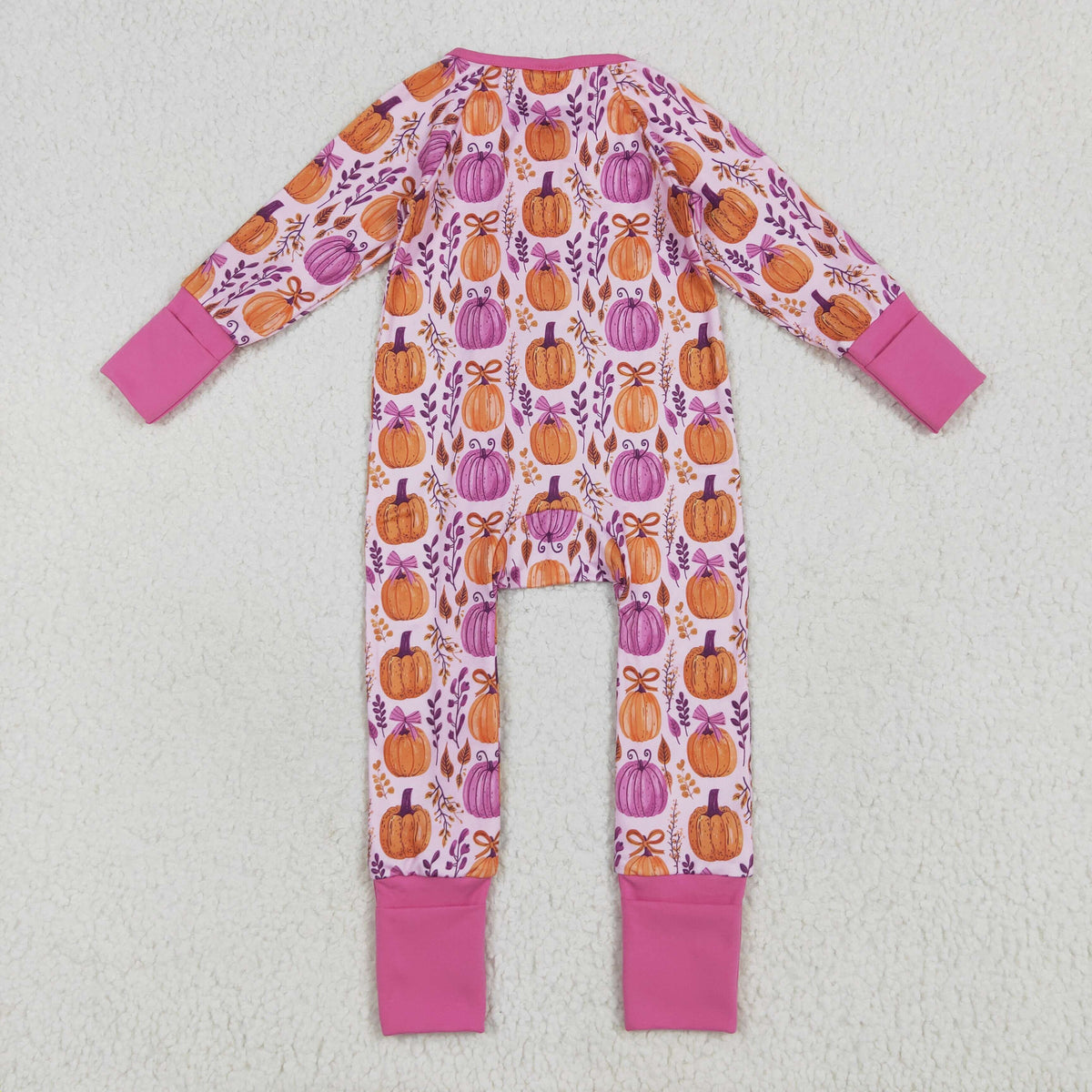 USA Shop Baby Girl Long Sleeves Bows Pumpkins Zipper Fall Romper