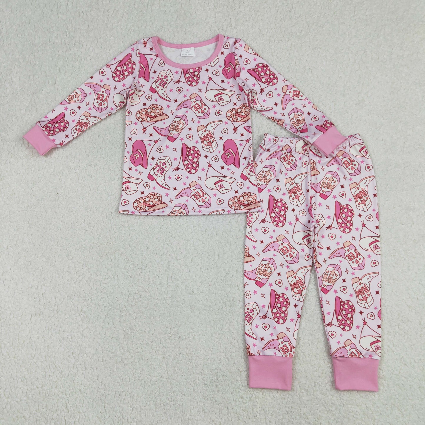 Baby Girls Long Sleeves Hats Boots Hearts Shirt Pants Valentine Pink Pajamas Clothes Set