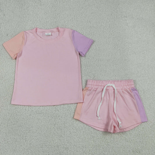 Baby Girl Kids Short Sleeves Pink Shirt Shorts Cotton Set Summer Clothes