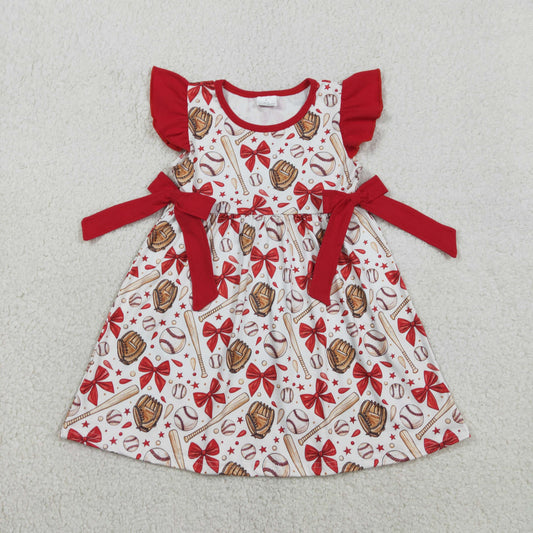 RTS Sibling Baby Girl Infant Short Sleeves Baseball Red Bows Summer Bubble Romper Set