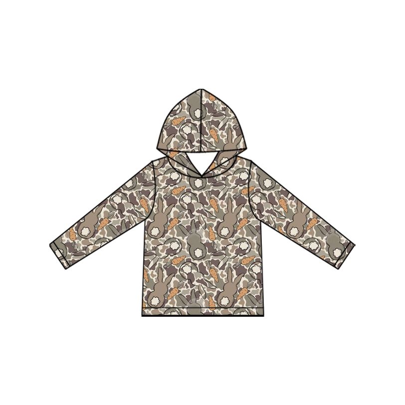 Moq 5 Preorder Baby Boys Kids Rabbits Carrots Easter Pullover Shirt Camo Clothes