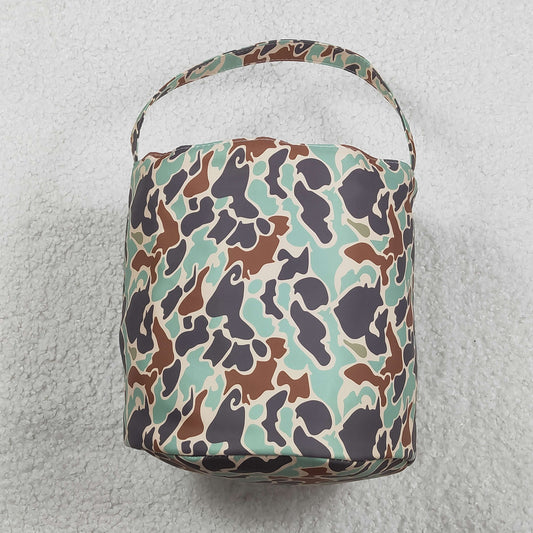 RTS Baby Kids Embroidery Rabbit Camo Print Basket Easter Bag