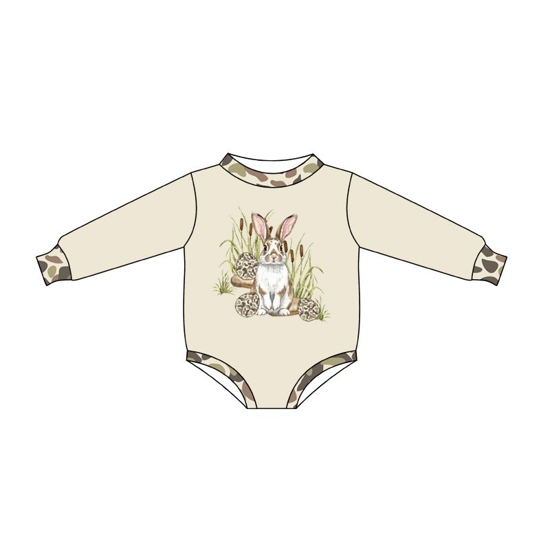 Moq 5 Preorder Baby Boys Infant Long Sleeves Rabbit Eggs Easter Camo Romper Clothes