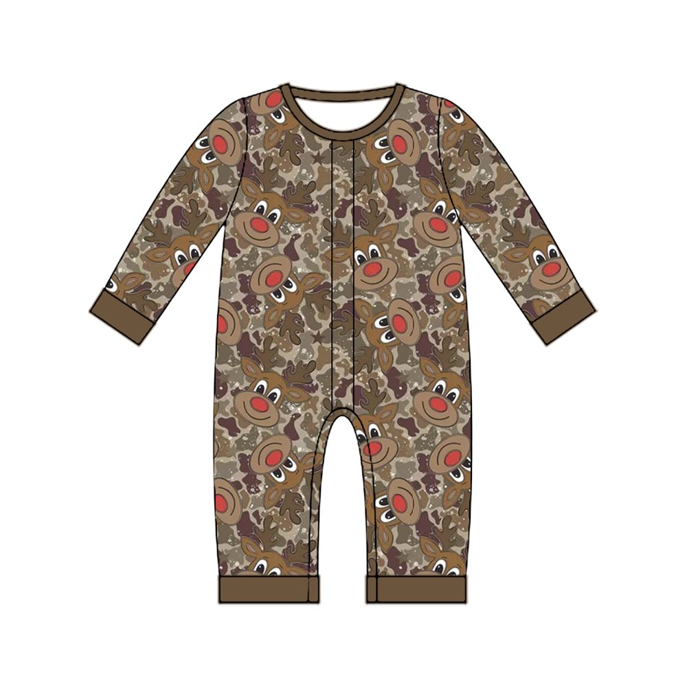 Moq 5 Preorder Baby Boys Kids Infant Long Sleeves Deer Christmas Romper Camo Clothes