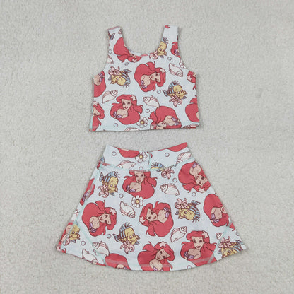 Baby Girl Sleeveless Princess Tops Skirt Shorts Yoga Active Set