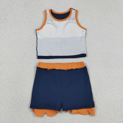 Sibling Baby Girls Kids Sleeveless Shirts Scallop Skirts Shorts Yoga Active Sets Clothes