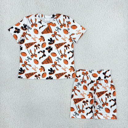 Baby Girls Kids Short Sleeves Cheer Bows Shirt Shorts Go Team Summer Clothes Set