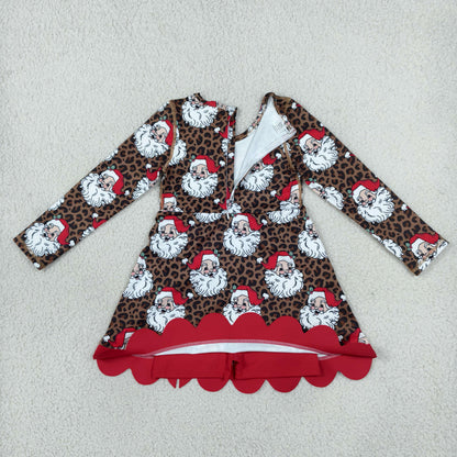 Sibling Baby Girls Kids Long Sleeves Christmas Bows Scallop Dresses Yoga Active Clothes