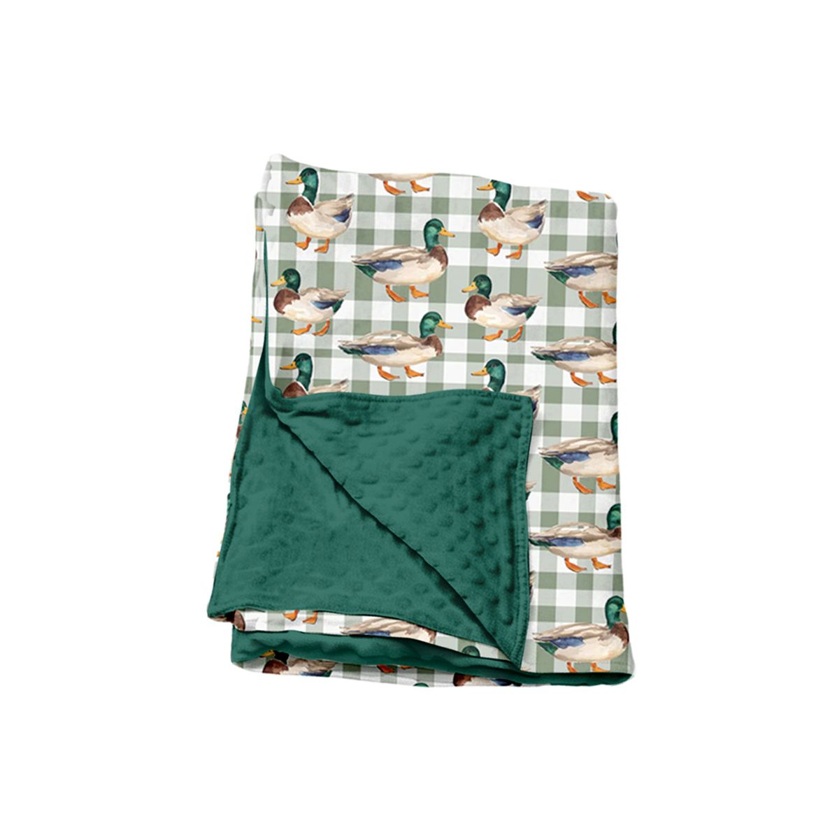Moq 5 Preorder Baby Kids Boys Ducks Plaid Green Blanket