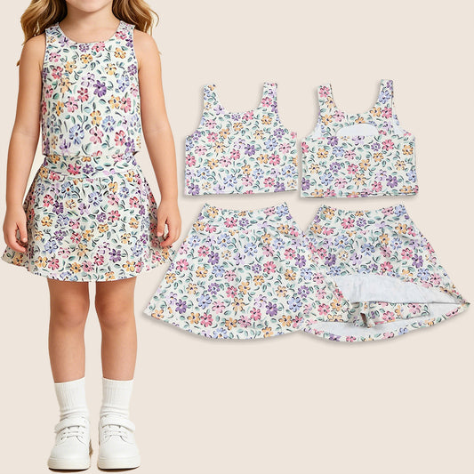 Baby Girls Kids Flower Tops Skirt Shorts Yoga Summer Set