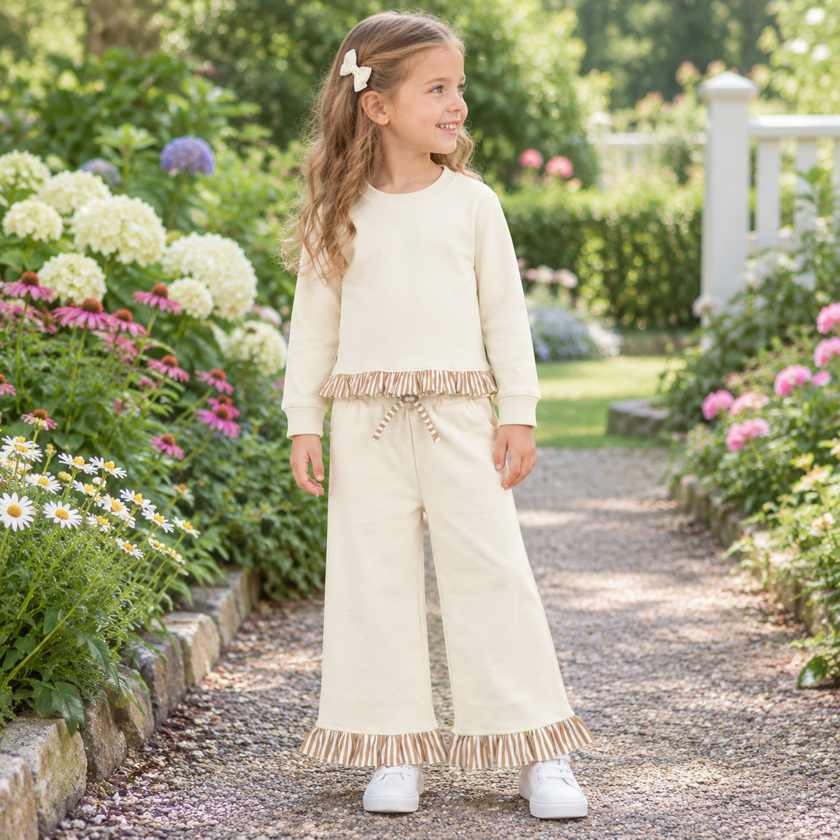 Baby Girls Kids Long Sleeves Ruffle Shirt Pockets Pants Set Sweatsuit‌ Clothes RTS
