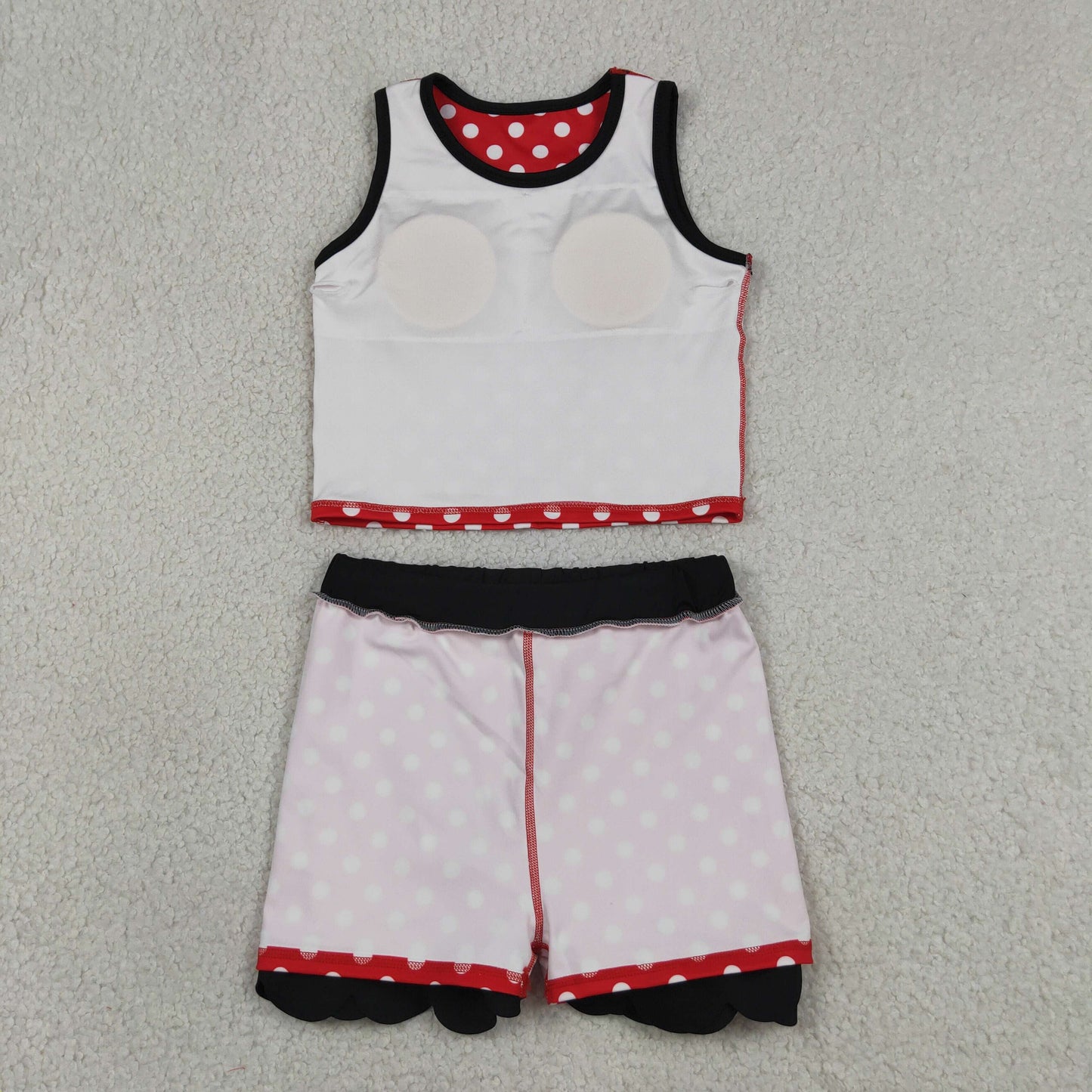 Baby Girls Kids Dots Red Shirt Scallop Skirt Shorts Yoga Active Set Clothes
